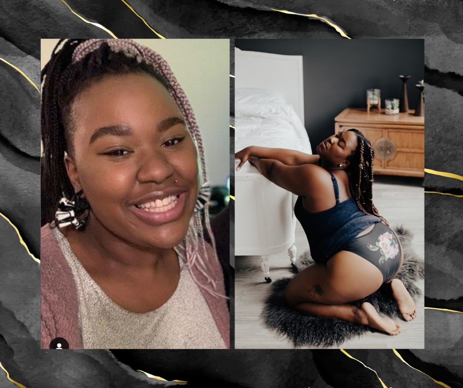 before and after of Sharissa every day to slay during boudoir session